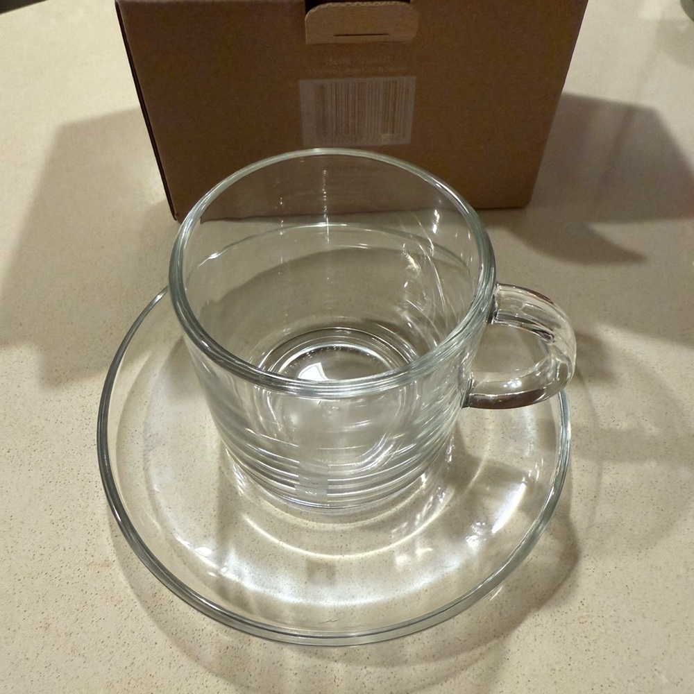 Nespresso Glass Cup and Saucer Set (NOT a set of 2)